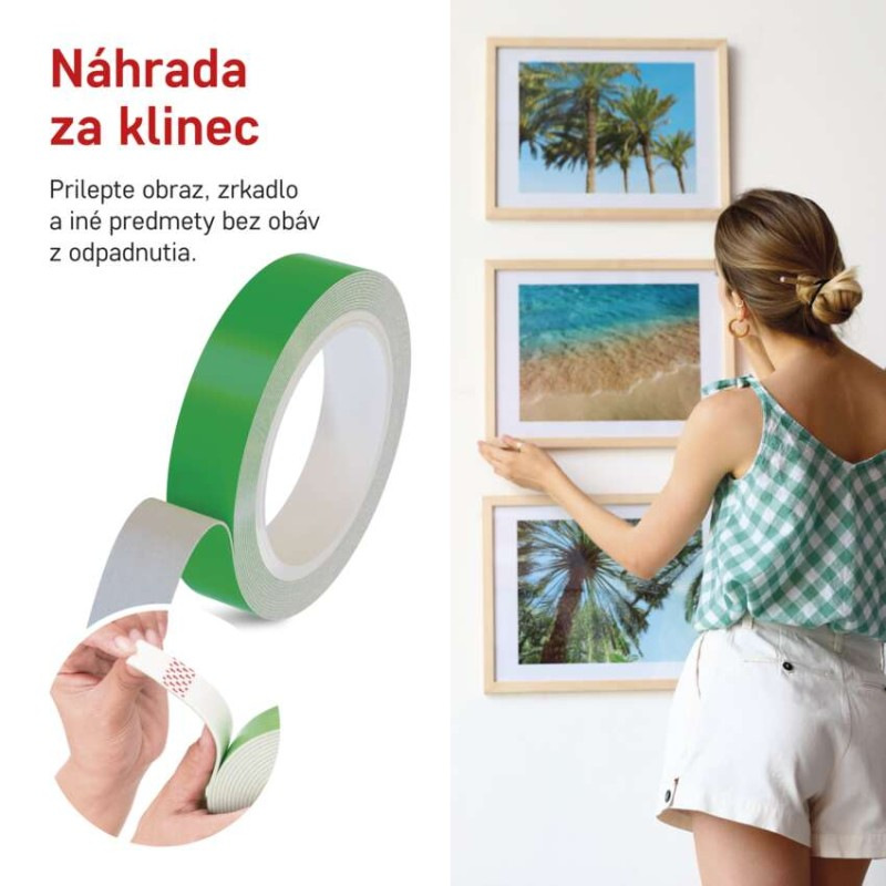 Dvojstranná penová páska 20 mm / 3 m, zelená 2