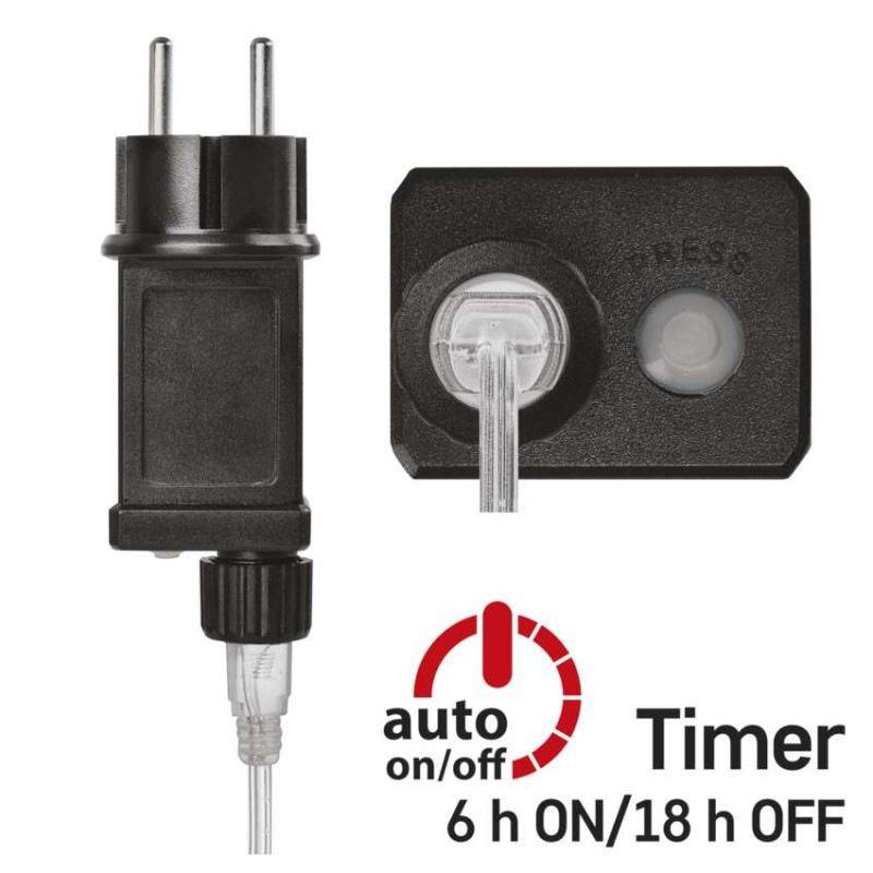 LED vianočná nano reťaz medená, 4 m, vonkajšia aj vnútorná, teplá biela, časovač 7