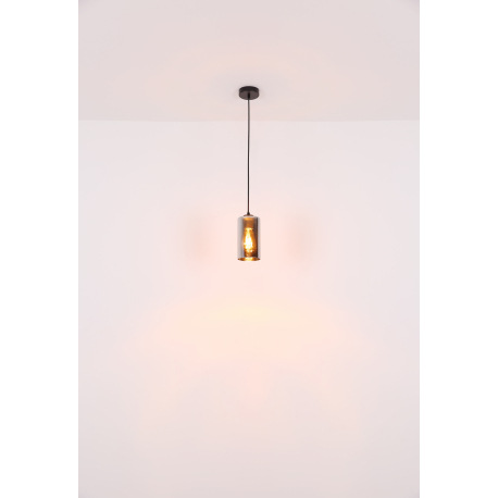 Závesné svietidlo kov čierny matný, sklo dymovej farby, kábel PVC čierny, ø: 110mm, V: 1200mm, bez ž 5