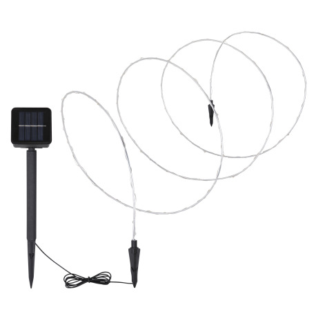 Solárne svietidlo, hliník, plast čierny, plast, svetielka na hliníkovom drôte, ohýbateľné, IP44, vyp 7