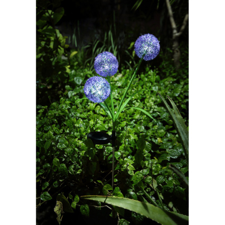 Solárne svietidlo, nerez, plast čierny, plast fialový, plast zelený, vypínač, vrátane batérií AA 200 10