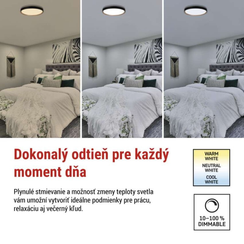 LED nástenné svietidlo ILVI, kruhové 45 W, stmievanie + CCT, čierna + drevo 6