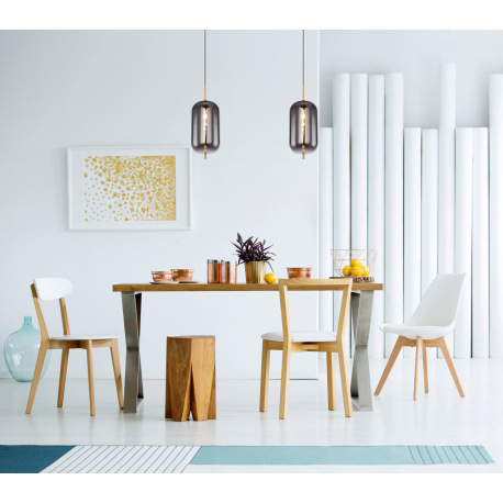 Závesné svietidlo, kov čierny, mosadz, dymové sklo, ø: 220mm, V:1200mm, bez žiarovky 1x E27, max. 60 1