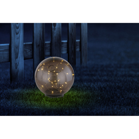 Solárne svietidlo, plast, plast dymový, LED pás vo vnútri, IP44, vypínač, akumlátor AA 600mAh 1,2V, 1