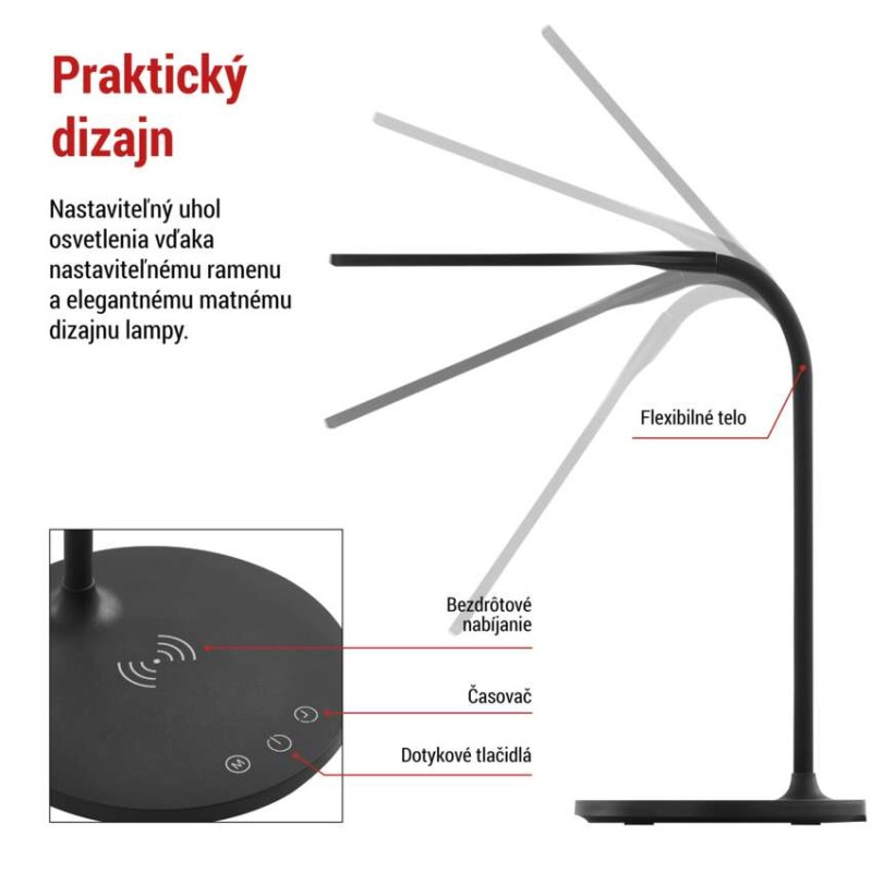 LED stolná lampa OSCAR, čierna 6