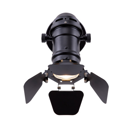 Nástenné svietidlo kov čierny matný, vypínač, filmový reflektor, pohyblivé klapky, ŠxV: 160x215mm, H 8