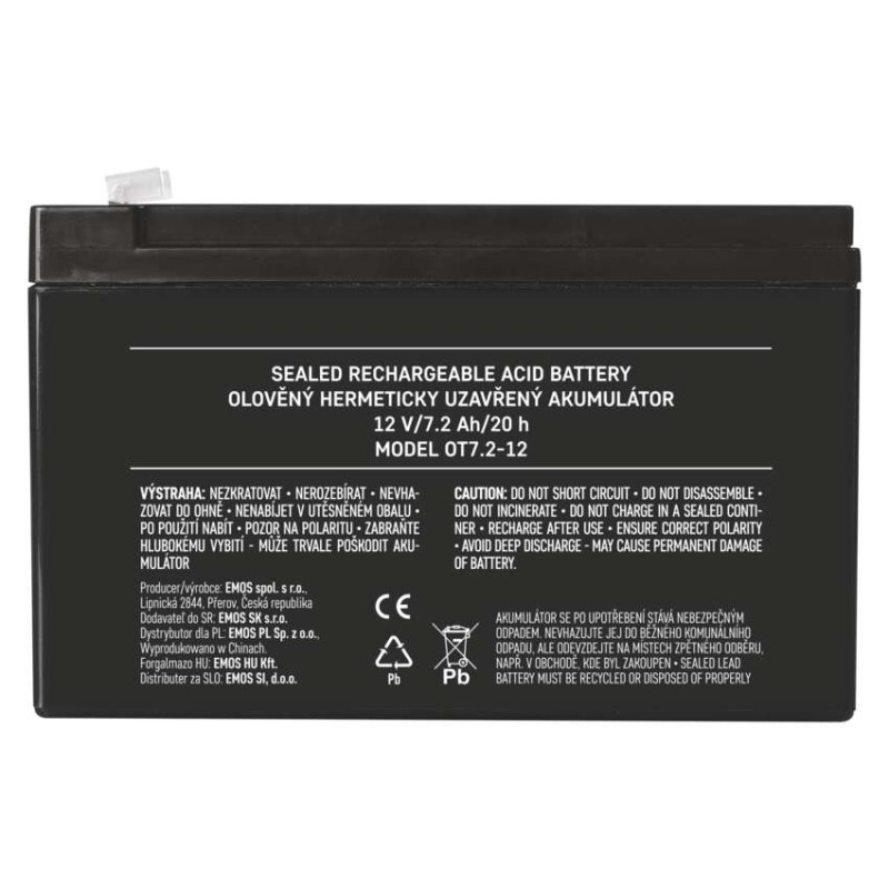 Bezúdržbový olovený akumulátor 12 V/7,2 Ah, faston 4,7 mm 2