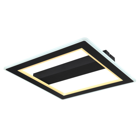 Stropné svietidlo, kov čierny, akryl opál, DxŠxV:450x450x50mm, vrátane LED 30W 230V, 3831lm zdroj, 1
