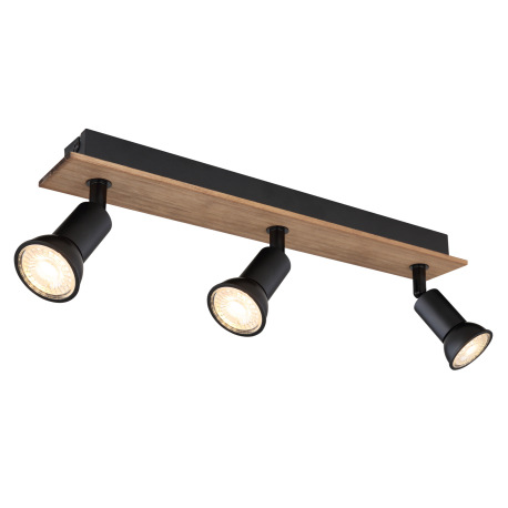 Stropné svietidlo, drevo tmavohnedé, kov čierny, DxŠxV:400x60x90mm, bez žiaroviek 3x GU10, max. 35W