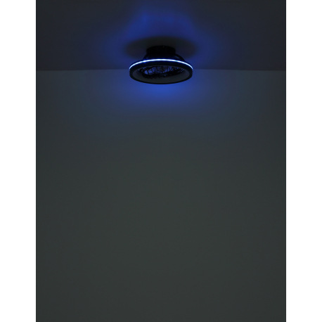 Stropný ventilátor, plast čierny/biely, stmievateľný, niekoľko úrovní cez nástenný spínač, pamäť, no 15