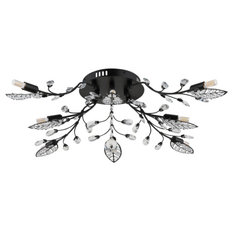 Stropné svietidlo, kov čierny matný, číre akrylové krištále, číry akrylový dekor, ø 760 mm, V: 250 m 3