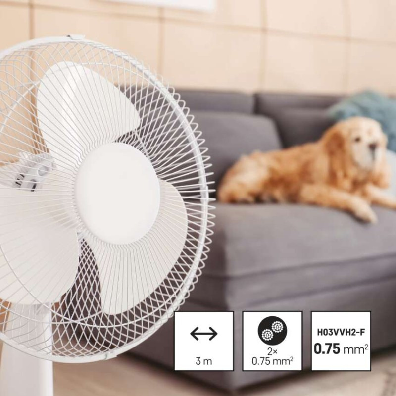 Flexo šnúra PVC 2× 0,75mm2 s vypínačom, 3m, biela 2