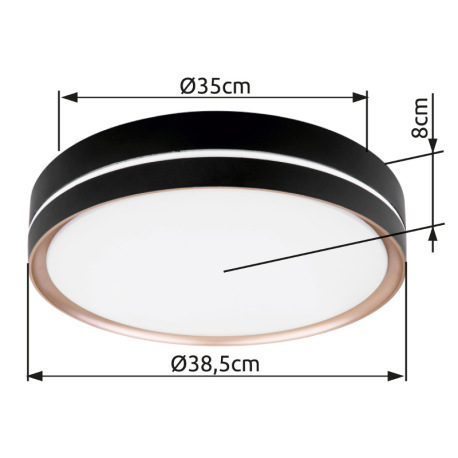 Stropné svietidlo, kov čierny/bronzový, plast biely, pamäťová funkcia, nočné svetlo, stmievateľné, d 10