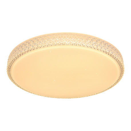 Stropné svietidlo, kov biely, akryl, plastové krištále, CCT násten. vypínačom, časovač, pamäťová fun 5