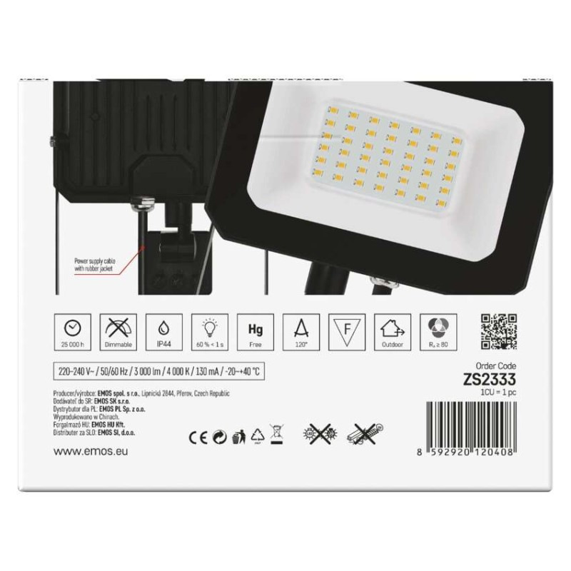 LED REFLEKTOR SIMPO 30W 3000LM IP44 NW PIR 11