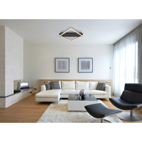 Stropné svietidlo, čierny matný kov, MDF sivý, plast vo farbe šampaň, plast biely, DxŠxV: 520x467x60 9