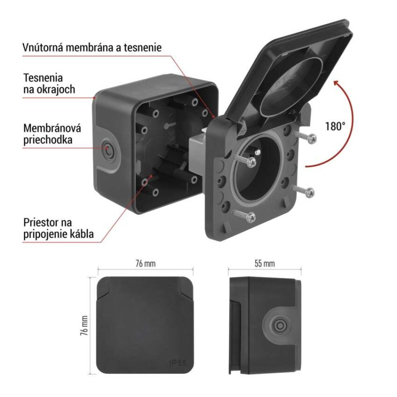 EMOS Cyklone zásuvka nástenná IP55 2