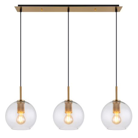 Závesné svietidlo, mosadz matná, priehľadné sklo, čierny PVC kábel, DxŠxV:900x200x1200, bez žiarovie 5