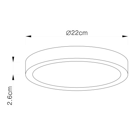 Stropné svietidlo, hliník čierny, akryl opál satinovaný, Ø 220, V: 26, vrátane 1xLED 28W 230V, 2300l 5