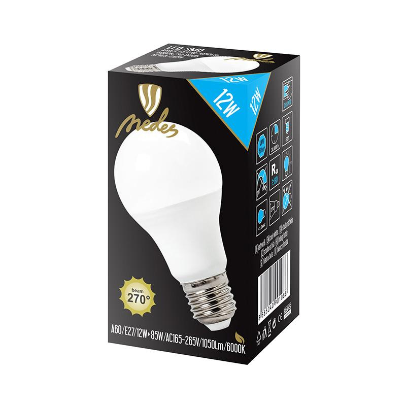 LED žiarovka 12W - A60 / E27 / SMD / 6500K - ZLS503 5