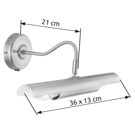 Nástenné svietidlo, mosadz, obrazové svetlo, nastaviteľné, vypínač, DxV: 365x135, H: 210, bez žiarov 1