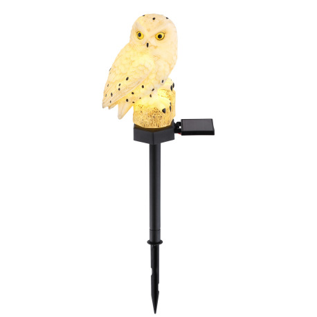 Solárne svietidlo, plast čierny, plast bielo hnedý, so sovou, IP44, vypínač, akumlátor AAA 300mAh 1,