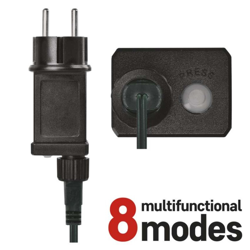 LED vianočná drop reťaz – záclona, 1,7x1,5 m, vonkajšia aj vnútorná, teplá biela, programy 6