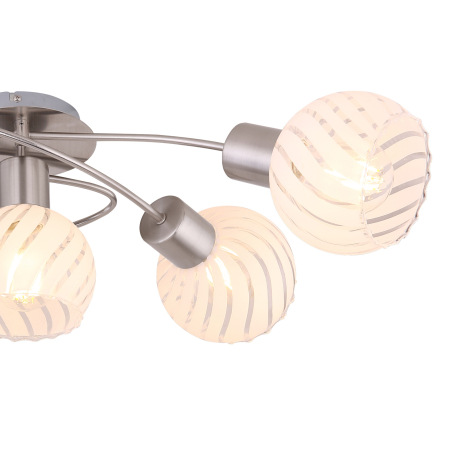 Stropné svietidlo, nikel, sklo priehľadné biele, DxŠxV: 690x430x235, bez žiaroviek 5xE27, max. 40W 2 9