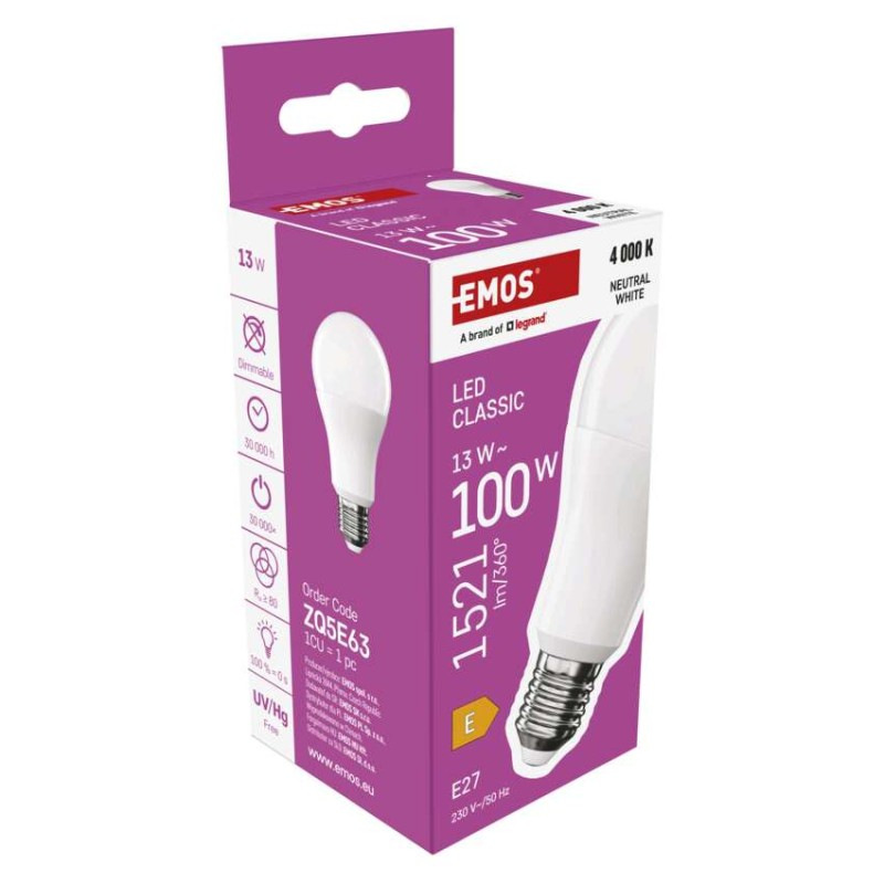 LED žiarovka Classic A60 / E27 / 13 W (100 W) / 1521 lm / Neutrálna biela 10