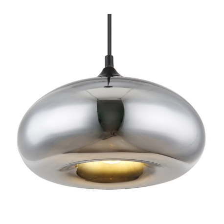 Závesné svietidlo, kov čierny, sklo chrómovej farby, Ø280, V:1200, bez žiarovky 1xE27, max. 60W 230V 3