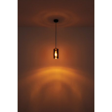 Závesné svietidlo kov čierny matný, sklo dymovej farby, kábel PVC čierny, ø: 110mm, V: 1200mm, bez ž 11