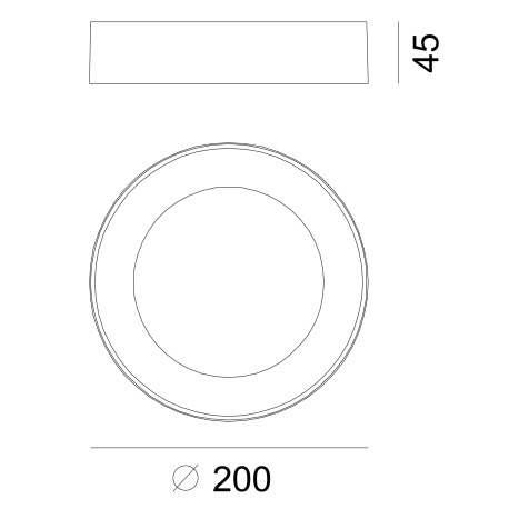 Vonkajšie svietidlo, hliník antracit, plast opál, IP54, Ø200, V:45, vrátane 1xLED 12W 230V, zdroj 84 10