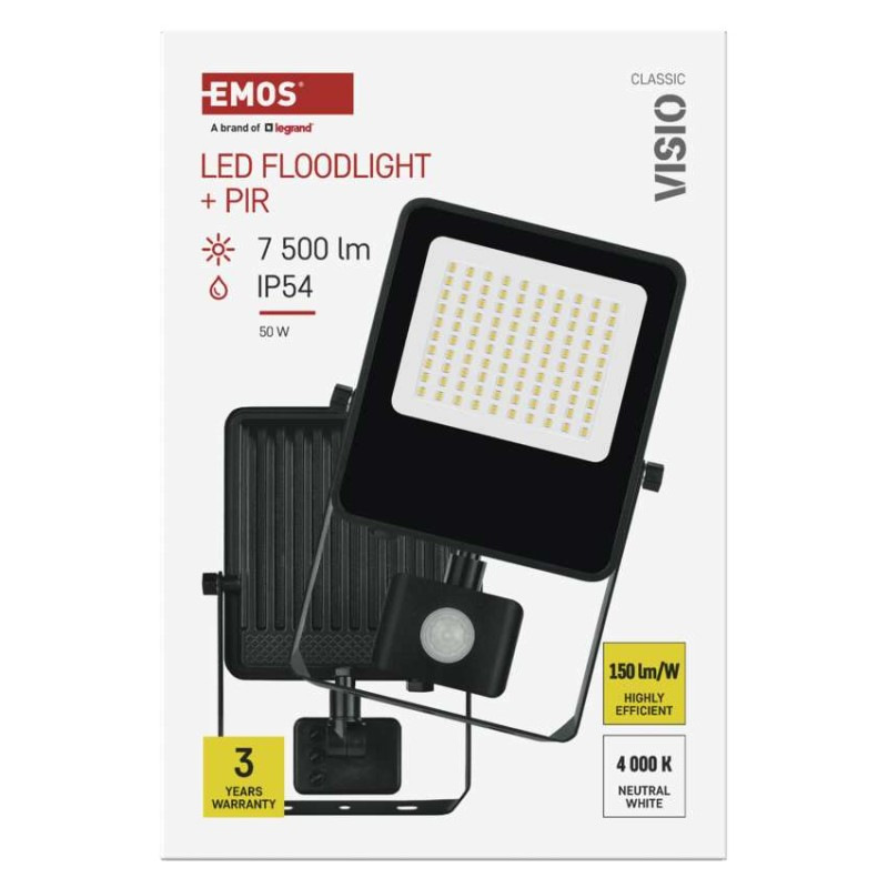 LED reflektor VISIO s pohybovým čidlom, 50 W, neutrálna biela, čierný 14