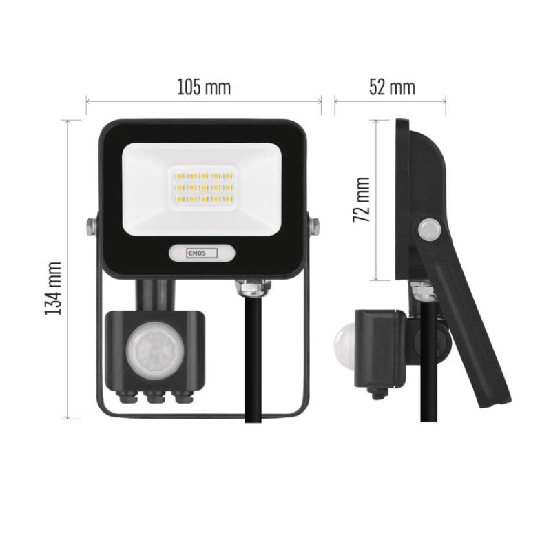 LED reflektor GLARO s pohybovým čidlom, 10 W, čierny, IP54, 1000 lm, neutrálna biela 5
