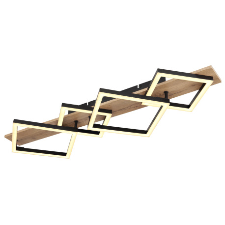 Stropné svietidlo, kov čierny matný, MDF so vzhľadom dreva, plast čierny matný, plast biely, DxŠxV: