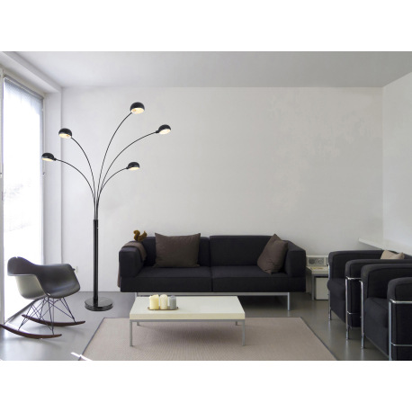 Stojanové svietidlo, kov čierny, mramor čierny, DxŠxV:1300x1200x2000mm, dľžka kábla 1800mm, bez žiar 1