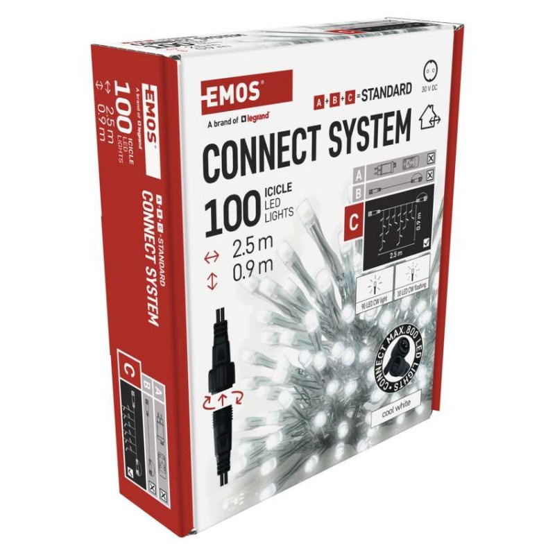 Standard LED spoj. reťaz blikajúca – cencúle, 2,5 m, vonkajšia, studená biela 13