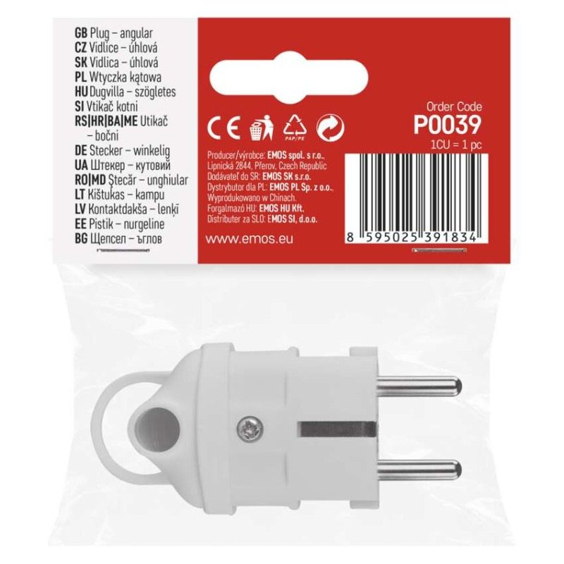 Vidlica uhlová pre predlžovací kábel, biela 5