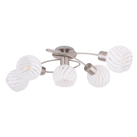 Stropné svietidlo, nikel, sklo priehľadné biele, DxŠxV: 690x430x235, bez žiaroviek 5xE27, max. 40W 2 2