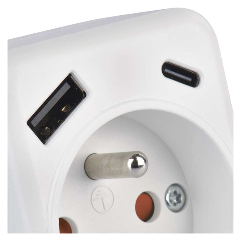 Rozbočovacia zásuvka 1×, 1×USB-A+1×USB-C, biela 6