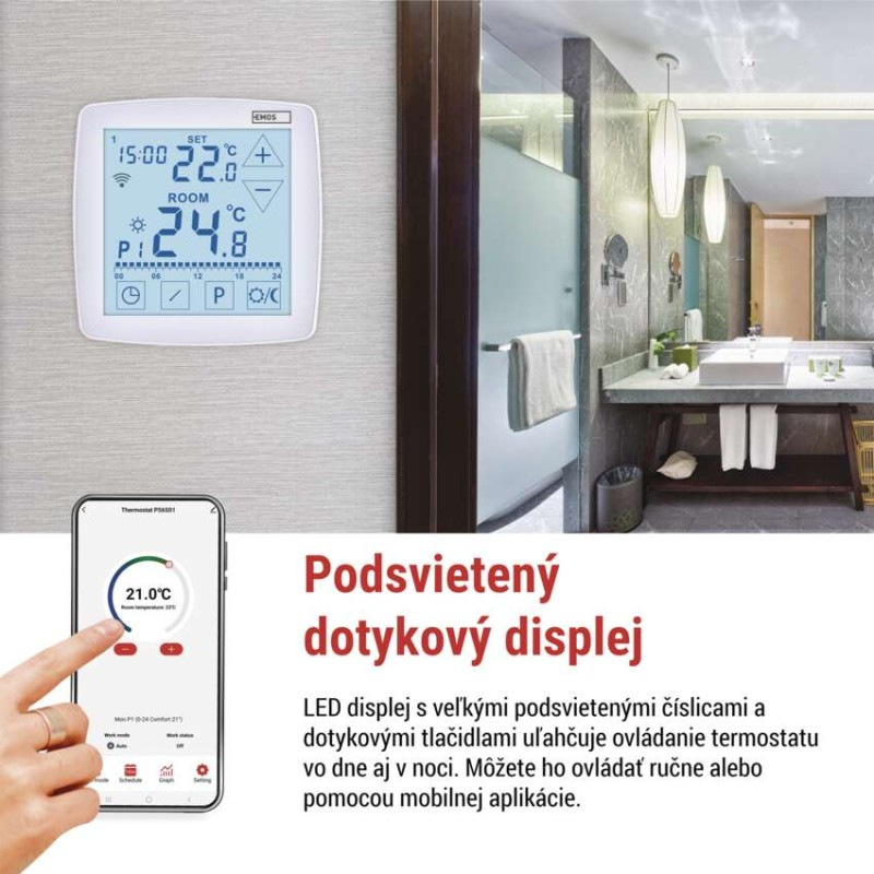 Podlahový programovateľný drôtový WiFi GoSmart termostat P56S01F 4