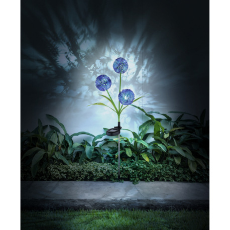 Solárne svietidlo, nerez, plast čierny, plast fialový, plast zelený, vypínač, vrátane batérií AA 200 6