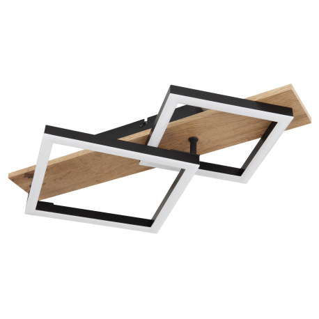 Stropné svietidlo, kov čierny matný, MDF so vzhľadom dreva, plast čierny matný, plast biely, DxŠxV: 2