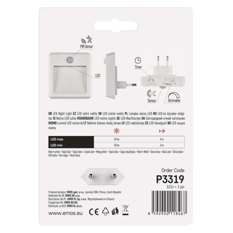 LED nočné svetlo P3319 s pohybovým čidlom do zásuvky 5
