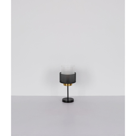 Závesné svietidlo, kov čierny matný, sklo satinované, priehľadné, kov mosadznej farby, čierny textil 9