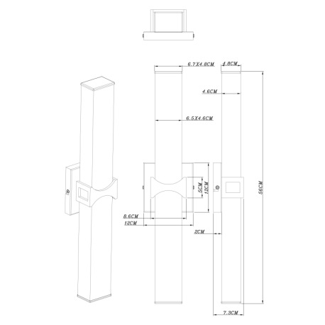 Stropné svietidlo, chróm, sklo opál biele, IP44, DxŠxV:560x120x73, vrátane 1xLED 24W 230V, 1500lm, 4 8