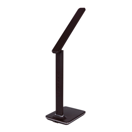 Stolová lampa, plast hnedý, imitácia kože, chróm, čas, dátum, teplomer, stmievateľné, fixácia farieb 13