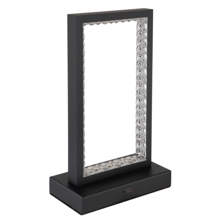 Nabíjateľná stolová lampa, kov čierny, akryl, kábel PVC čierny, dotykové zapnutie/vypnutie, plynulý 18