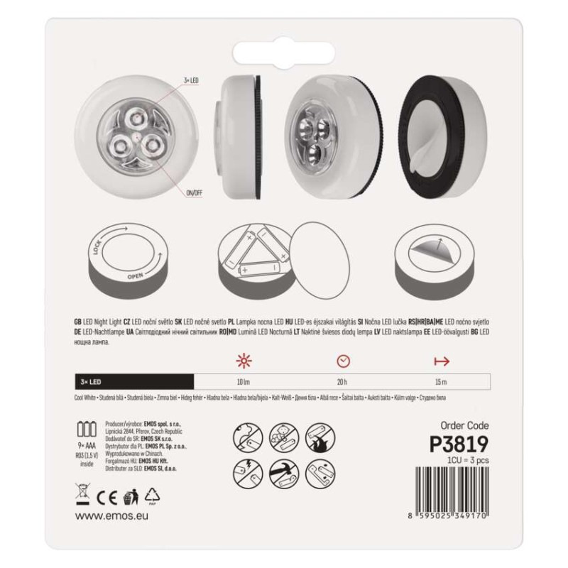 Samolepiace LED svetlo P3819, 10 lm, 3× AAA 5