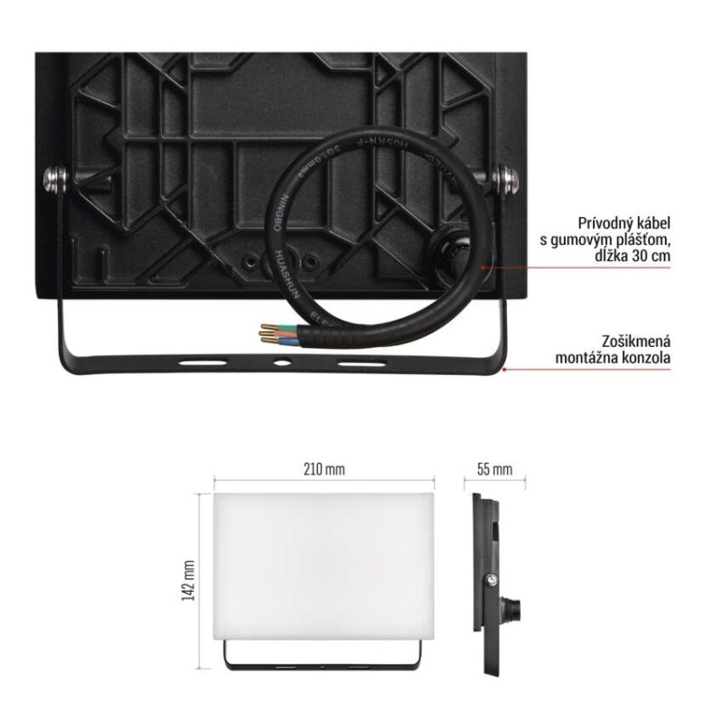 LED reflektor TAMBO, 50 W, 5000 lm, IP65, čierny 10
